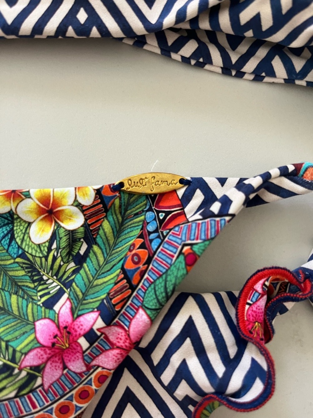 Luli Fama Multicolor Floral & Navy Geometric Bikini - Picture 2 of 6